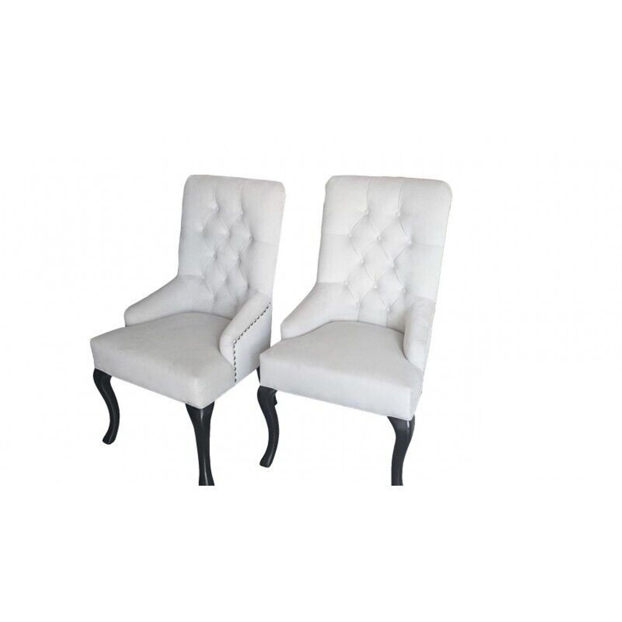 JVmoebel Stuhl, Design Chesterfield Stühle Hotel Garnitur Stuhl Textil Polster Gruppe 2xSet Neu Weiß | Stühle