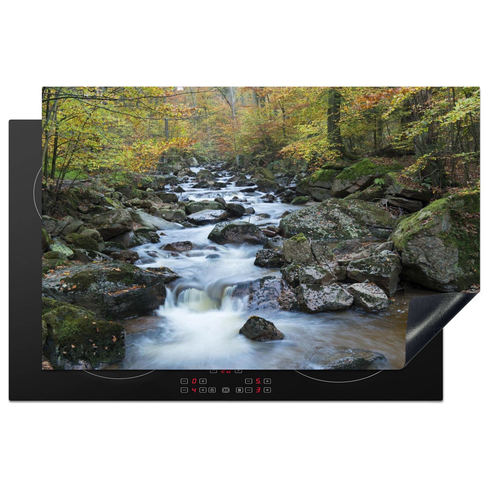 MuchoWow Herdblende-/Abdeckplatte Bach entlang der Felsen im deutschen Nationalpark Harz, Vinyl, (1 tlg), 81x52 cm, Induktionskochfeld Schutz für die küche, Ceranfeldabdeckung