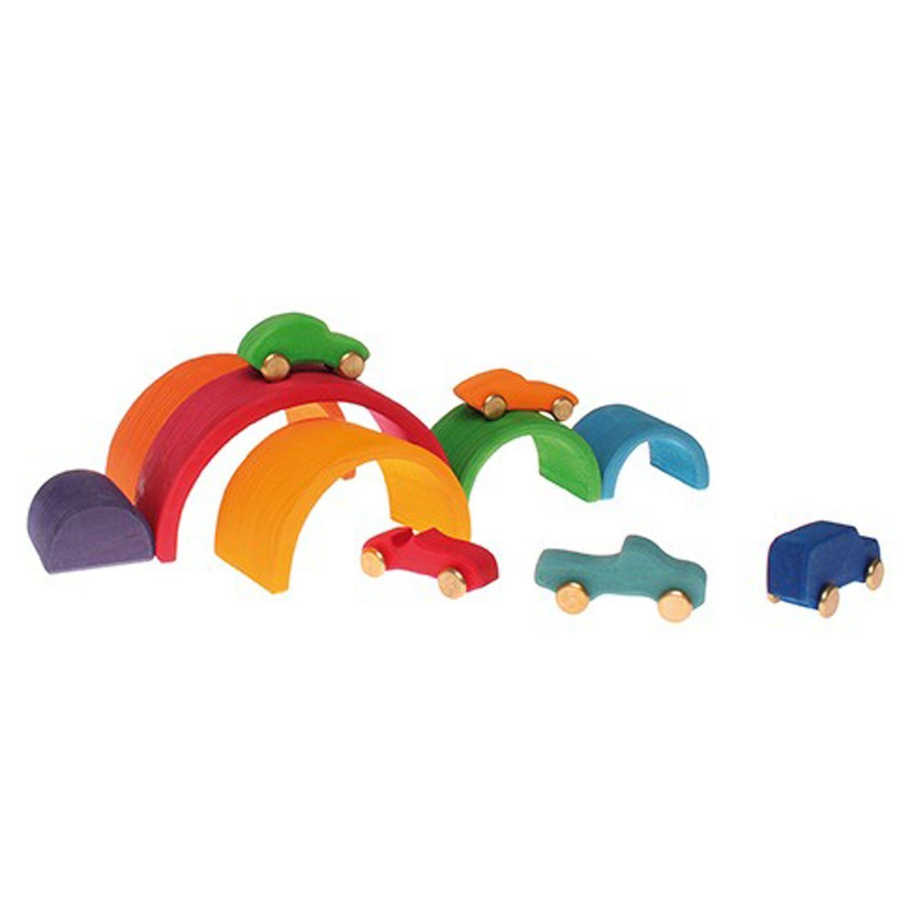 GRIMM´S Spiel und Holz Design Regenbogen 6-teilig Holzspielzeug Stapelsteine Spielbausteine