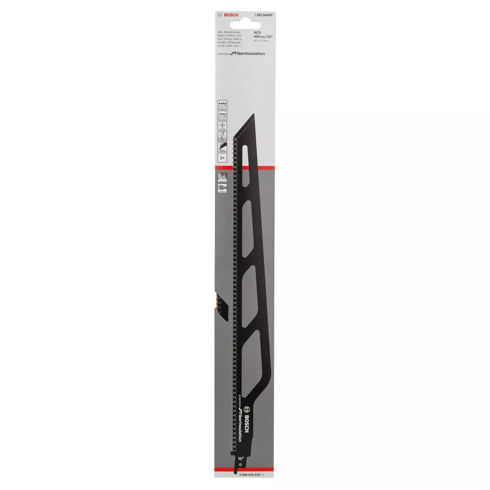 BOSCH Säbelsägeblatt Bosch Pro Fibre Insulation S2013AWP Säbelsägeblatt, 1,5 x 45 x 400 mm