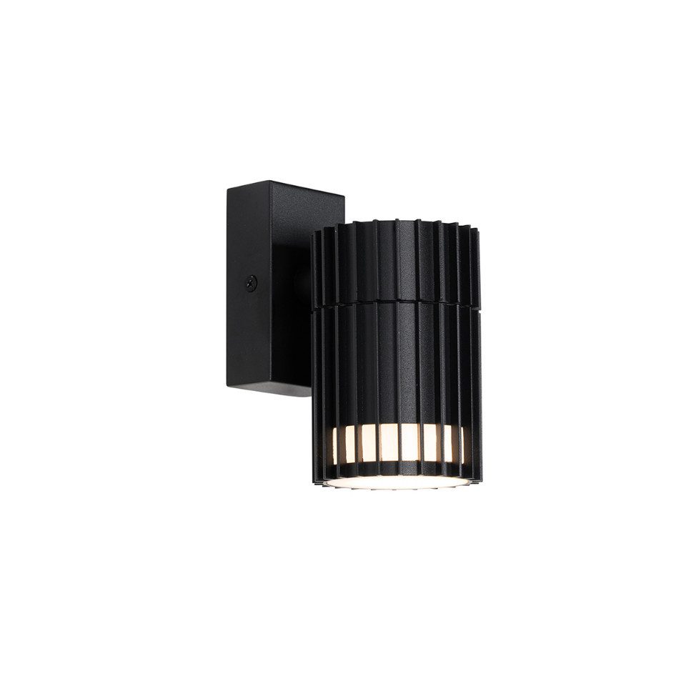 Qazqa Außen-Wandleuchte Boris, ohne Leuchtmittel, GU10, Schwarz, Design, Aluminium, 1-flammig