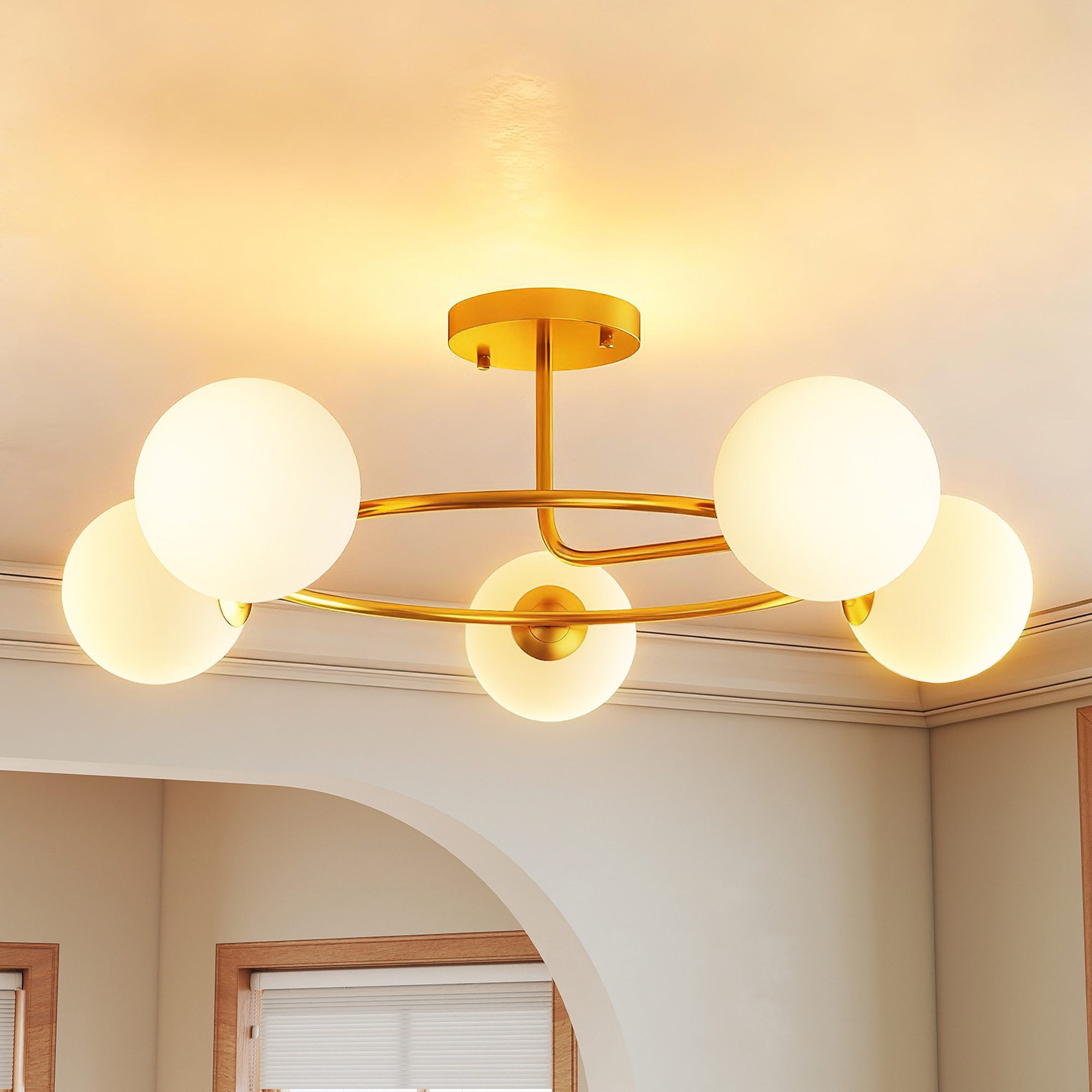 HOMCOM Deckenleuchte Deckenlampe mit 5 G9-Fassungen, ohne Leuchtmittel, 5-flammig, G9-Fassung, Ringdesign