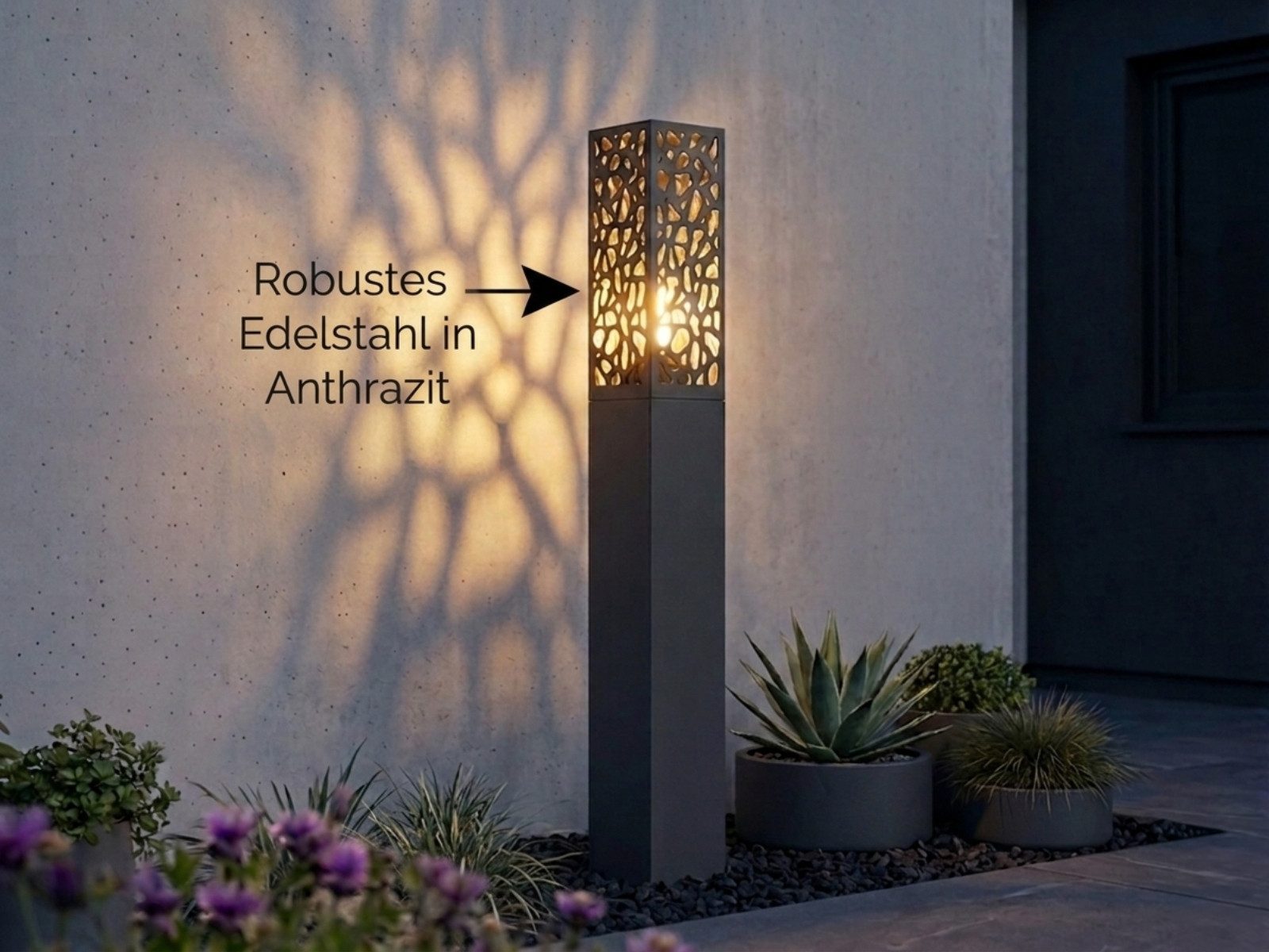 TRIO Leuchten LED Pollerleuchte mit Dekorstanzung, Höhe 100cm, LED wechselbar, Warmweiß, Wegeleuchte Garten Wegbeleuchtung, Außen-Leuchte für Einfahrt