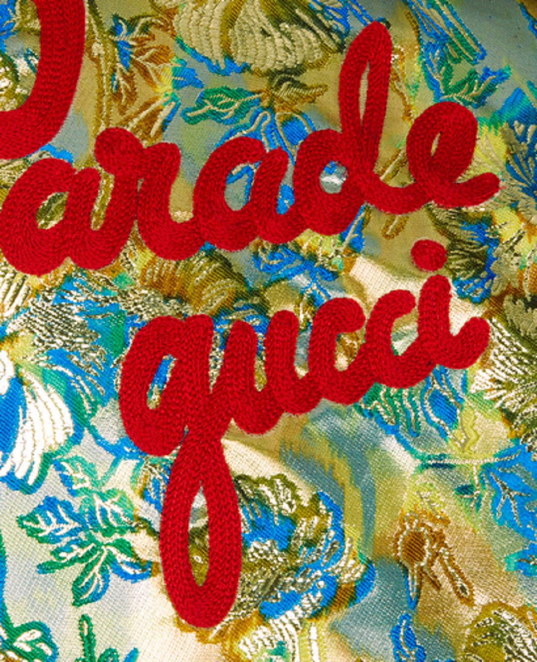 GUCCI Kurzjacke GUCCI PARADE LOVE JACKET, Gucci Herren Sommer Jacke, Gold mit Stehkragen