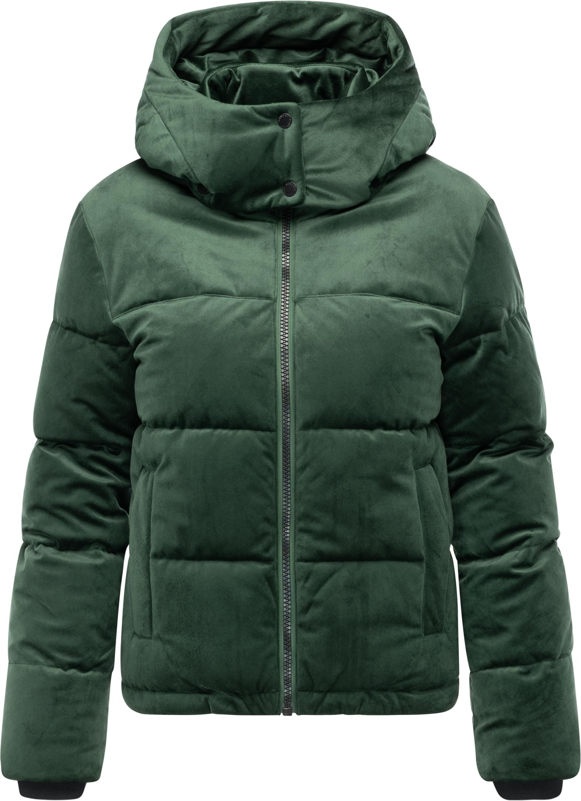 Ragwear Steppjacke Roobie Velvet YOUMODO Gesteppte Teddyjacke in Samtoptik mit Kapuze