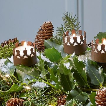 Mirabeau Weihnachtsfigur Windlichter 4er Set Dina rostbraun