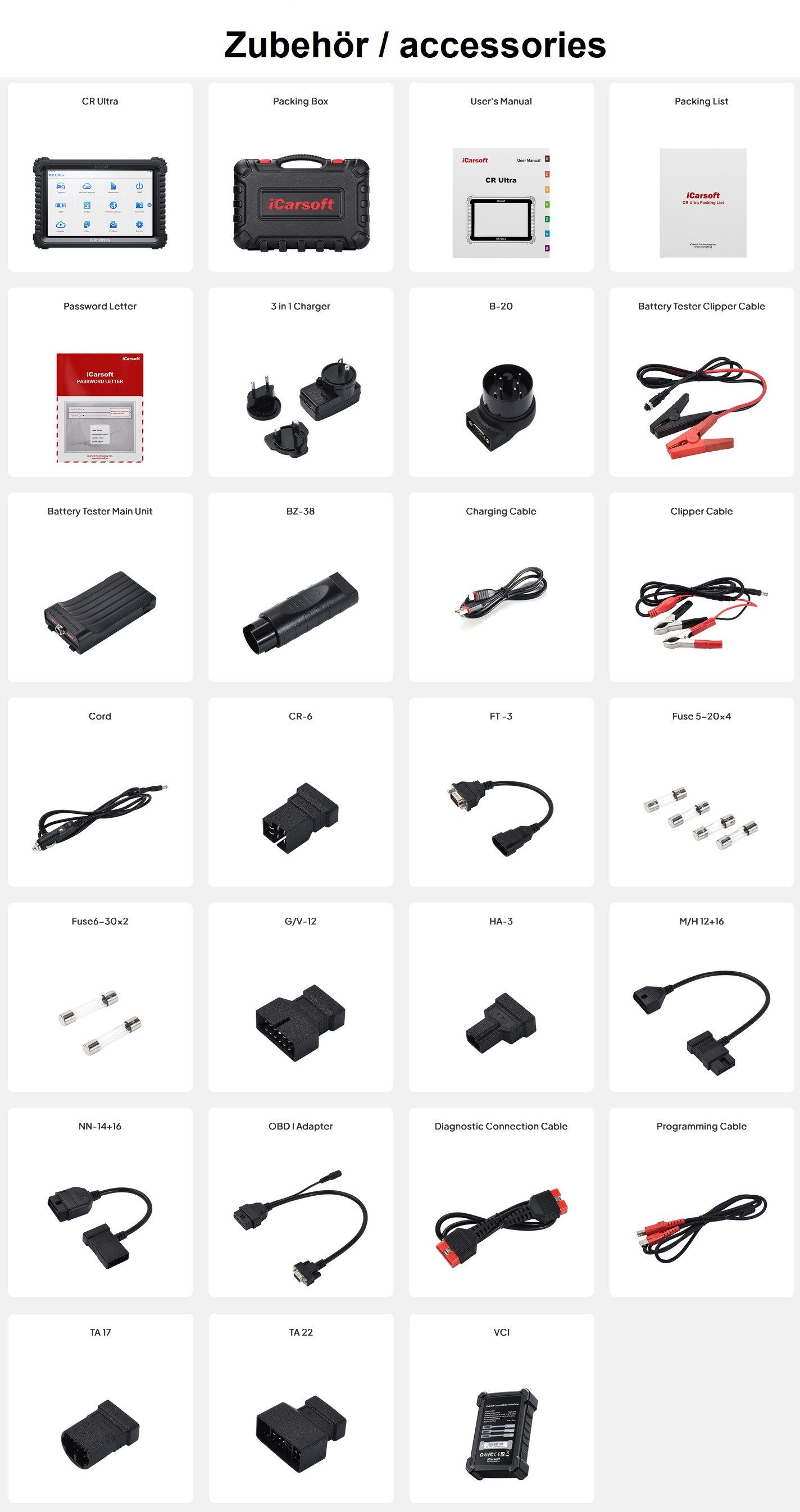 iCarsoft OBD2-Diagnosegerät CR ULTRA OBD Profi Scanner + Kostenlose Online Updates DEUTSCH, Android 10.0