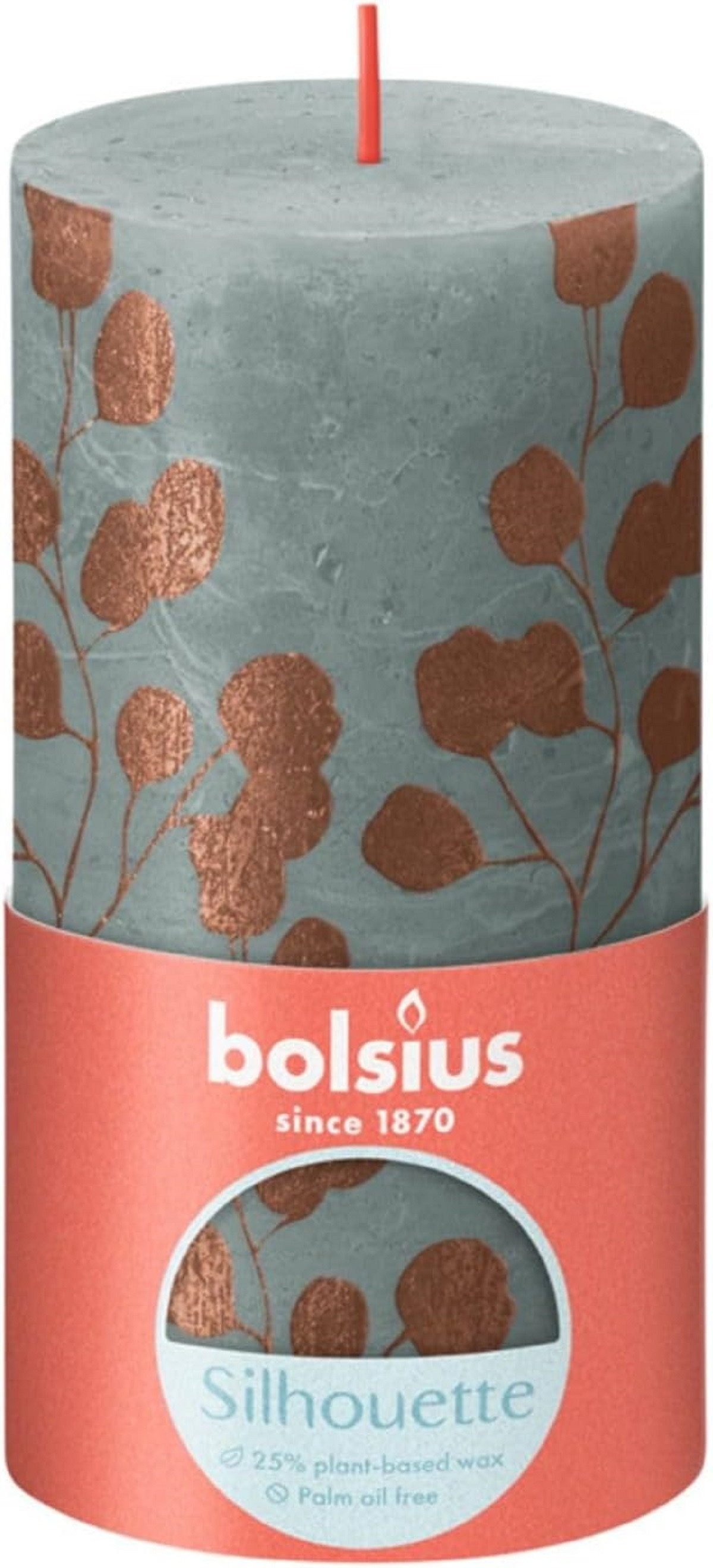 Bolsius Stumpenkerze Bolsius Kerze stilvolle Deko für jeden Raum Eukalyptus Grün 13 cm hoch