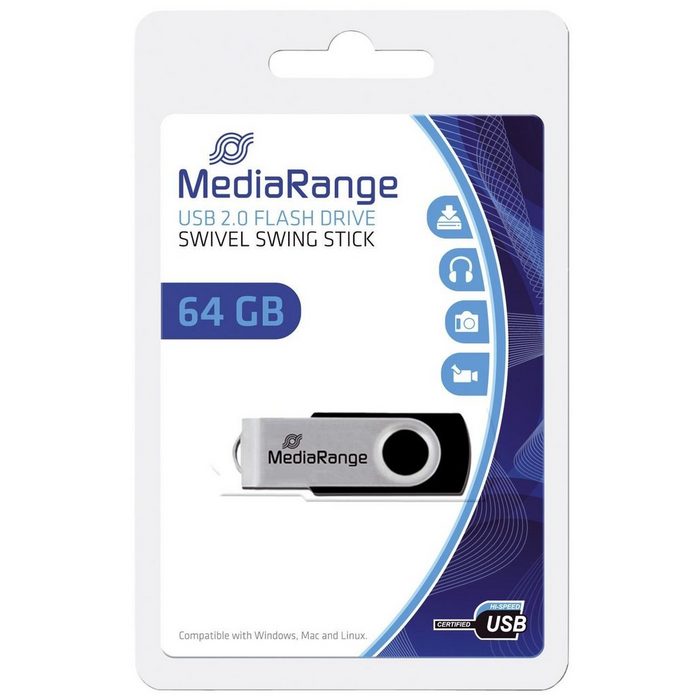 Mediarange MediaRange USB-Stick 64GB USB 2.0 swivel swing Netzwerk-Adapter