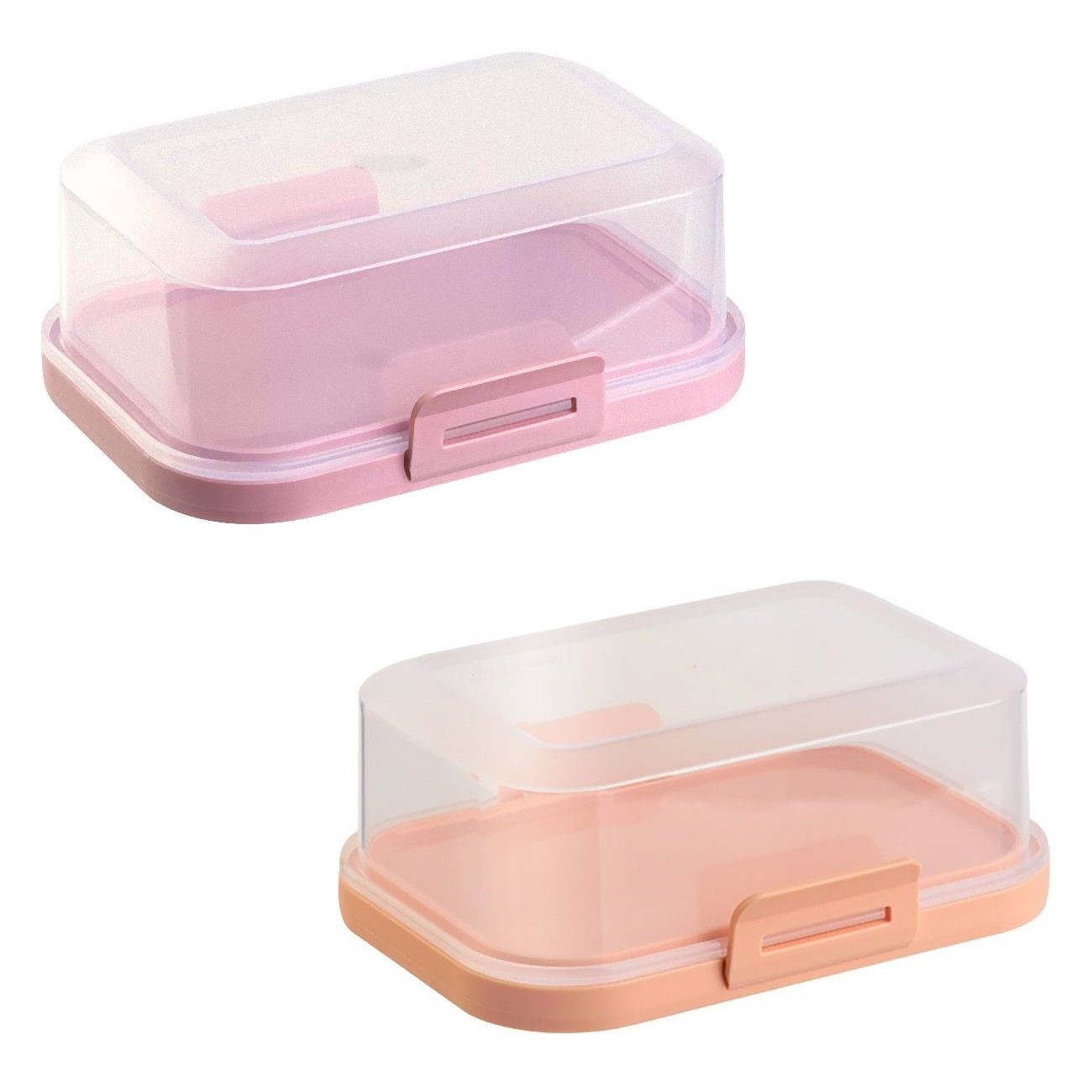 Engelland Butterdose Stapelbare Butter-/Käsedose, Kunststoff, (Vorteils-Set, 2-tlg., mit sicherem Klickverschluss), stapelbar, platzsparend, Ordnung im Kühlschrank, BPA-Frei, Mehrzweck