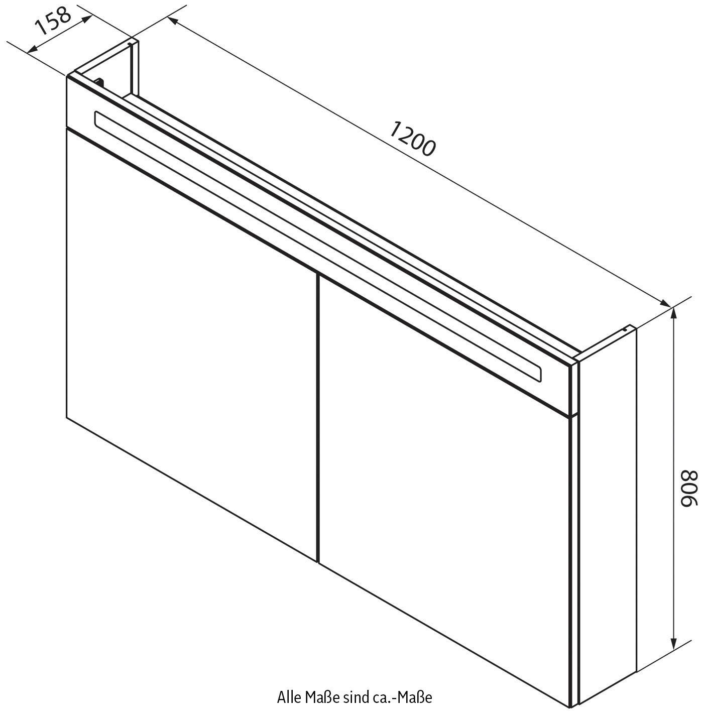 Badmöbel Türen, verspiegelt doppelseitig weiß FACKELMANN Breite CL 2 cm, Spiegelschrank 120 - 120