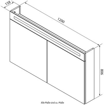 FACKELMANN Spiegelschrank CL 120 - weiß Badmöbel Breite 120 cm, 2 Türen, doppelseitig verspiegelt