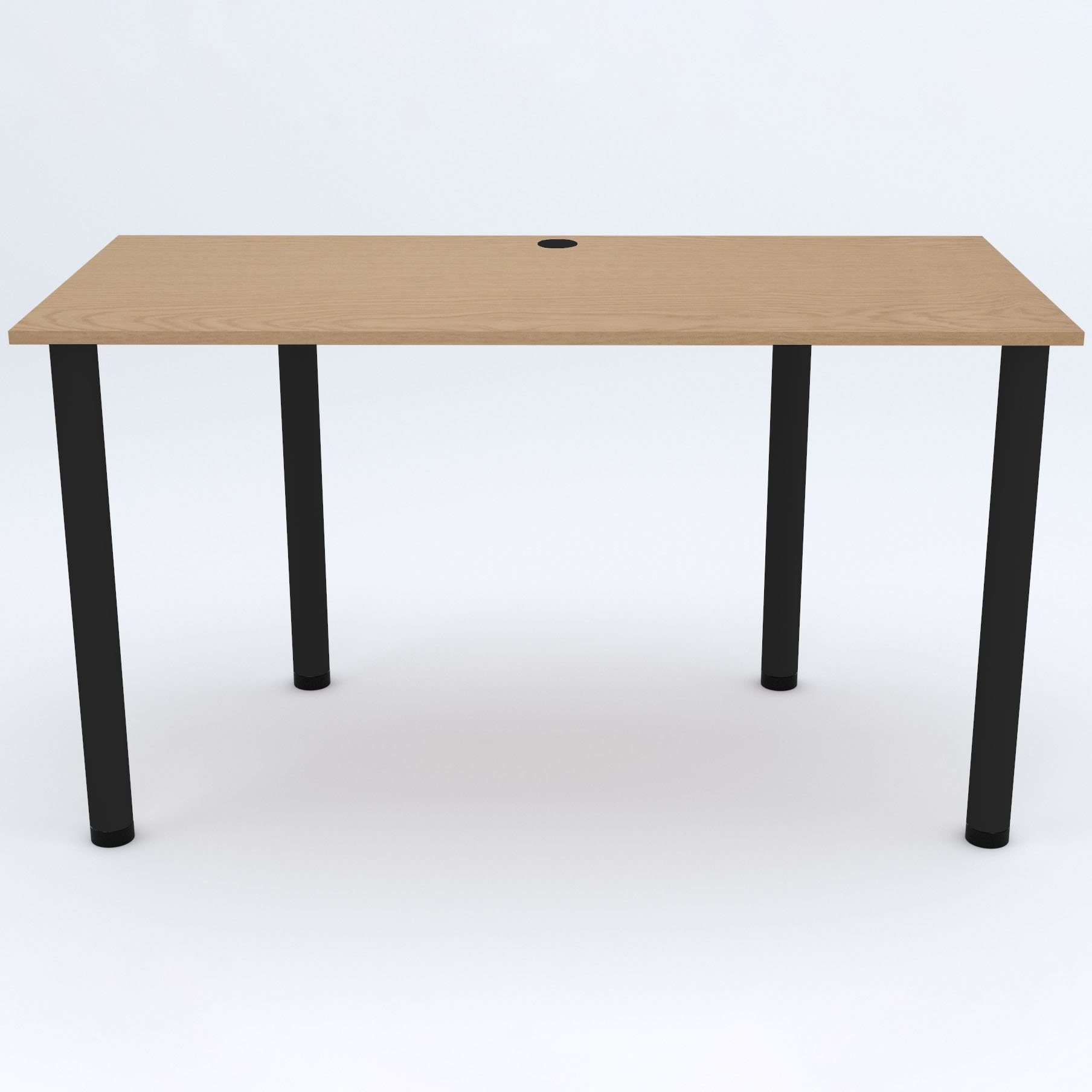 AKKE Schreibtisch, Schreibtisch mit schwarze Eiche Beinen Kantenumleimung PVC 2mm hell