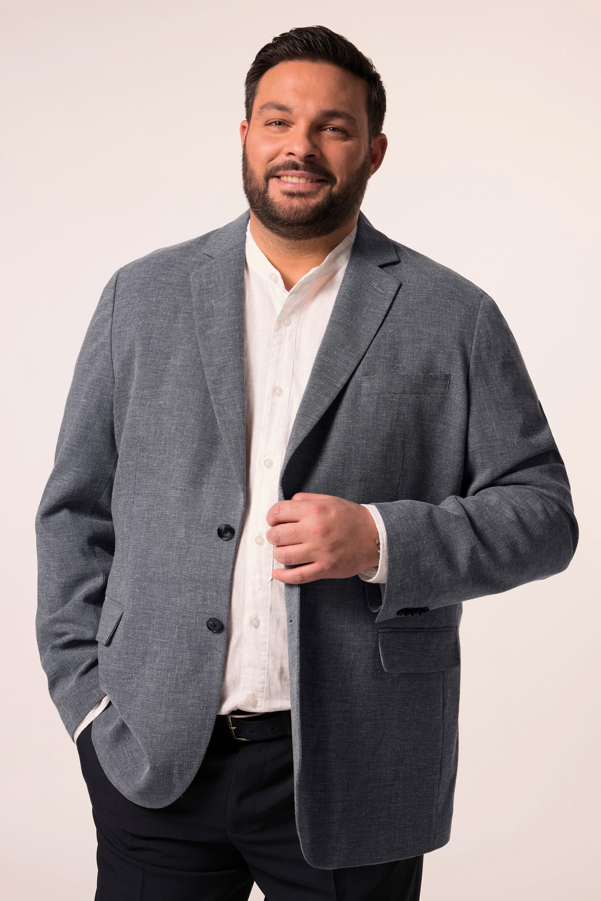 Men Plus Sakko Leinenmix-Sakko Reverskragen