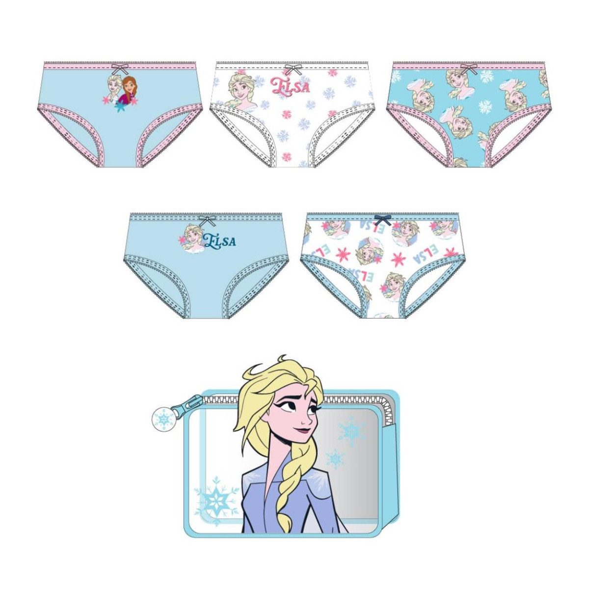 Disney Frozen Slip Kinder 5'Er Unterwäsche Set Mädchen 100% Baumwolle (5-St)