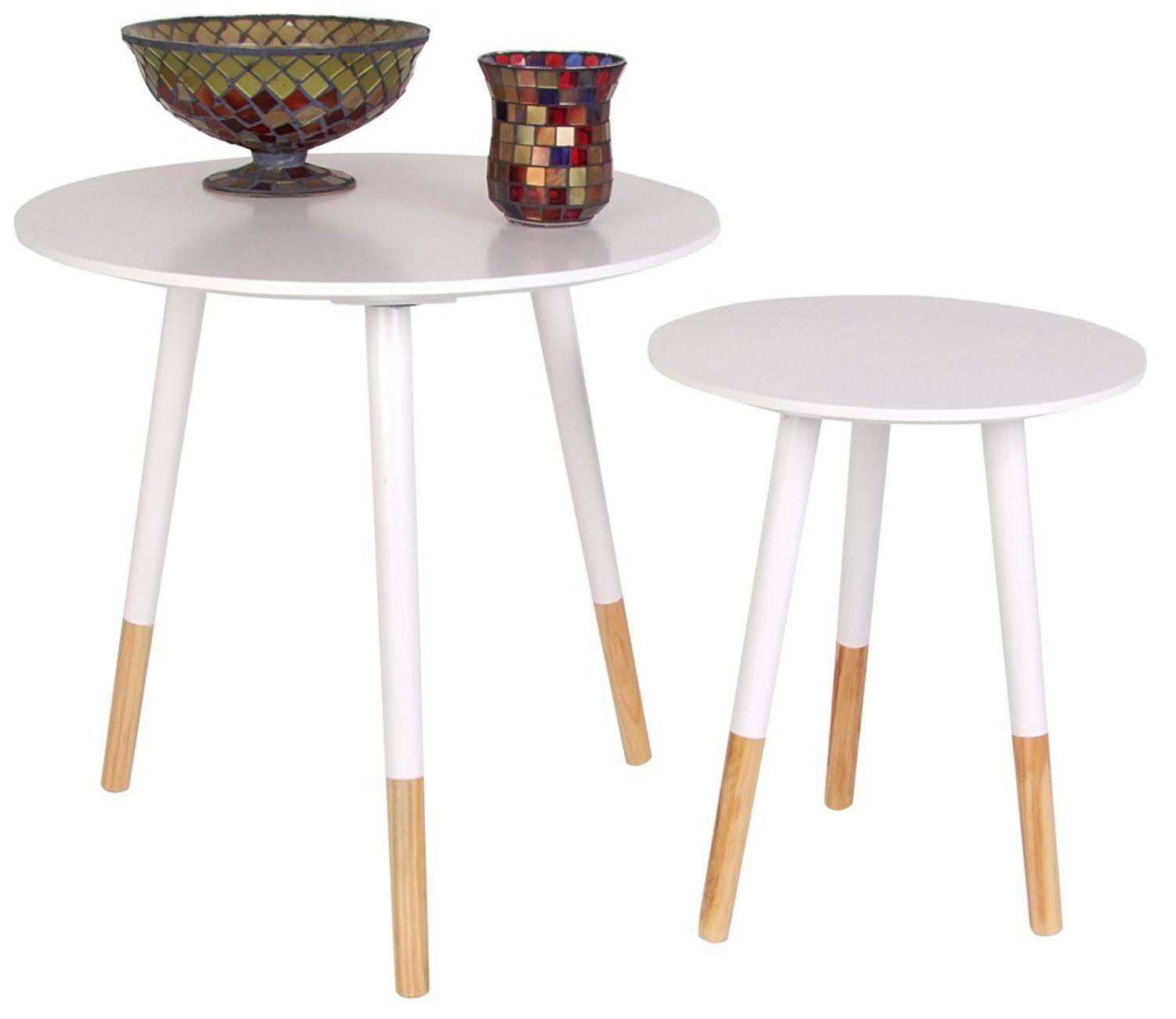 Gartentisch Beistelltische 2er-Set Holztisch Couchtisch Dekotisch Wohnzimmer-Tisch