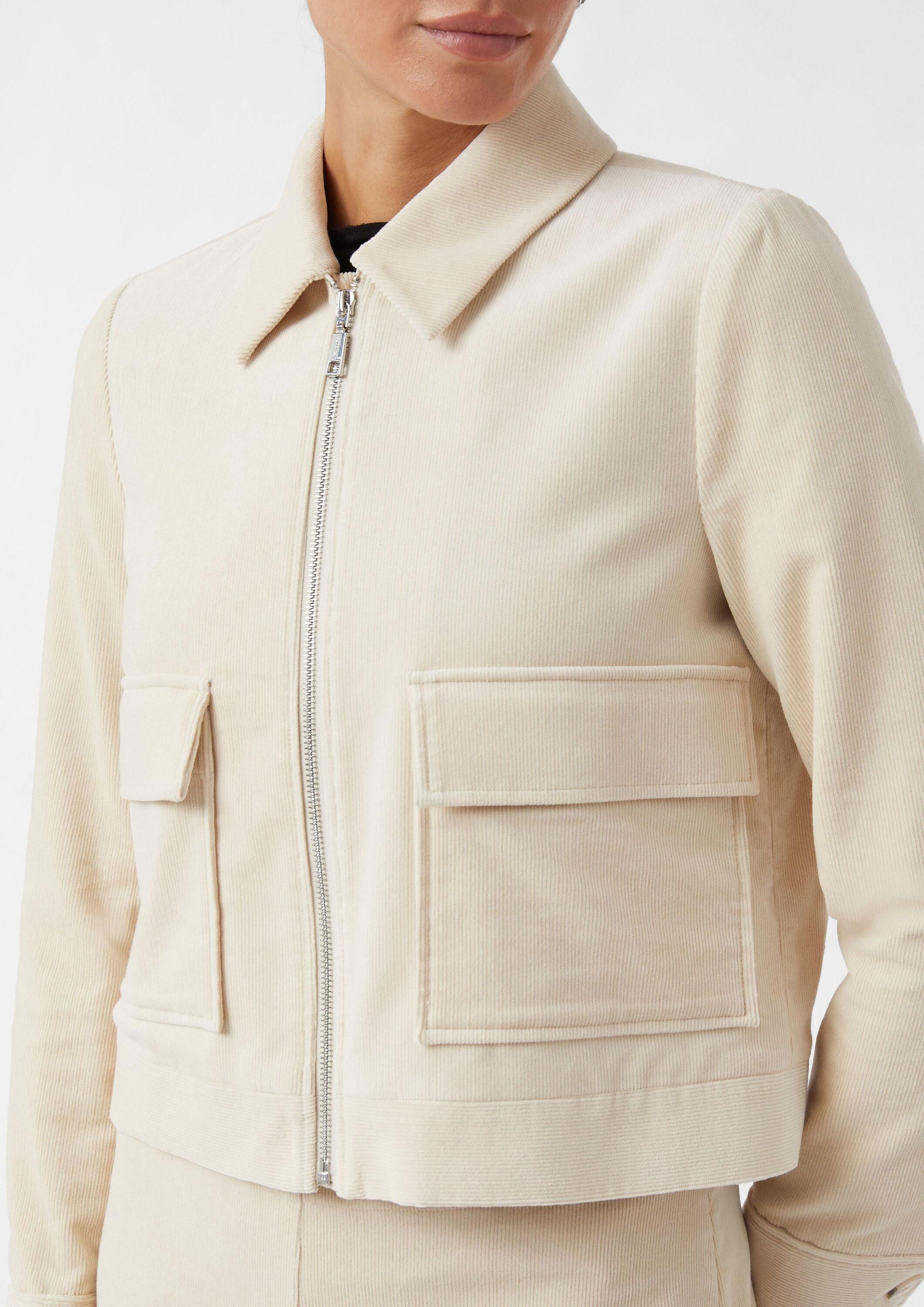 comma Funktionsjacke Indoor-Jacke Kurze Cordjacke mit aufgesetzten Taschen