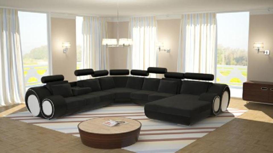 Designer Polster Couch Ecksofa, U-Form Ecksofa Sofa Wohnlandschaft JVmoebel
