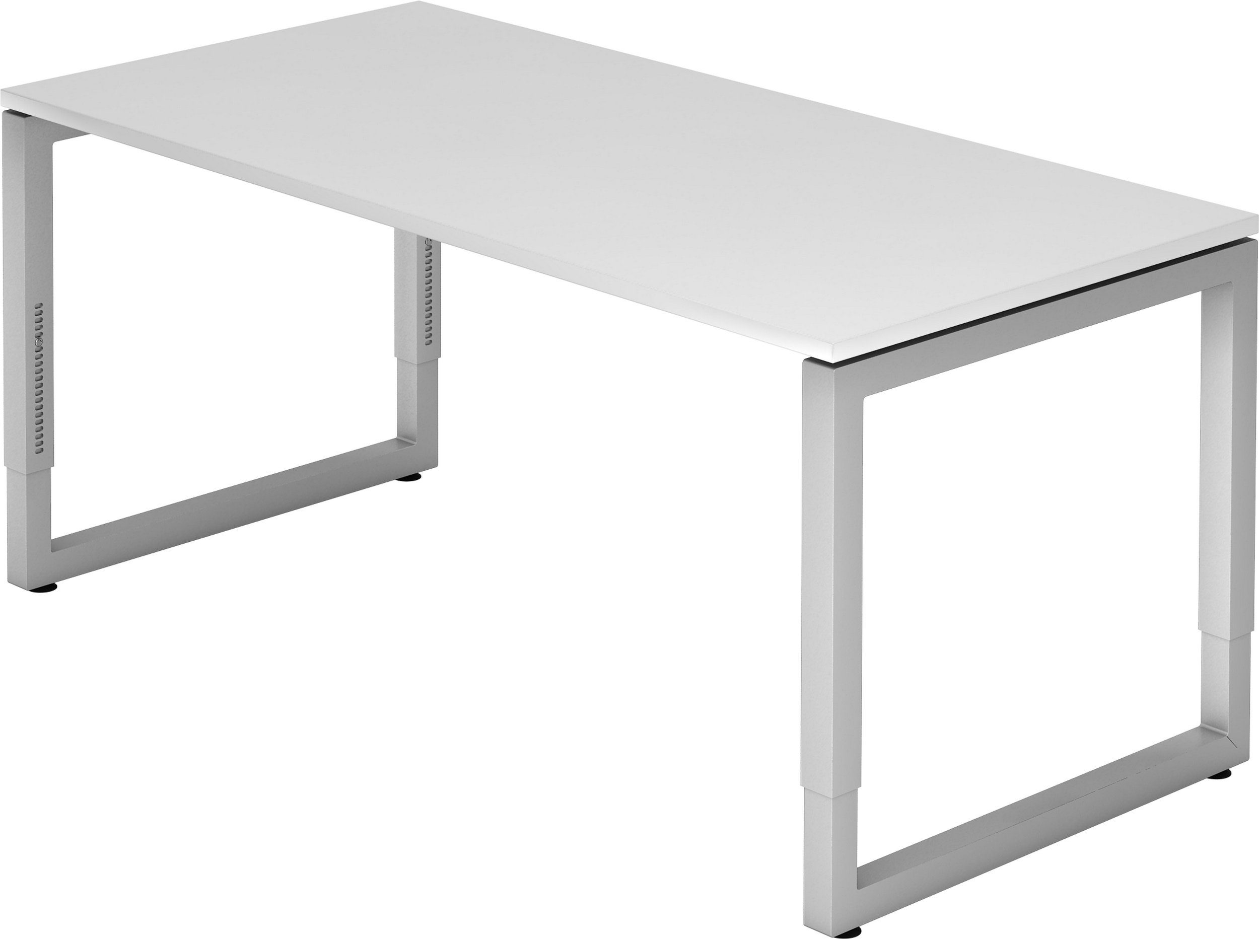 bümö Schreibtisch Schreibtisch Serie-R, Rechteck: 160 x 80 cm - Dekor: Weiß - Gestell: Silber