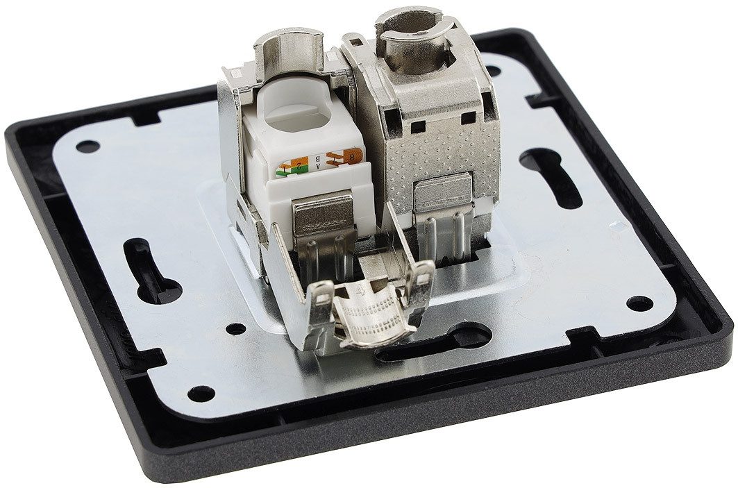 ChiliTec Unterputz-Steckdose MILOS Serie Steckdosen, Schalter, Rahmen, Dimmer, SAT, UP, Anthrazit