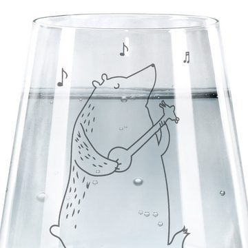 Mr. & Mrs. Panda Glas Bär Gitarre - Transparent - Geschenk, Trinkglas mit Gravur, Spülmasch, Premium Glas, Hochwertige Gravur