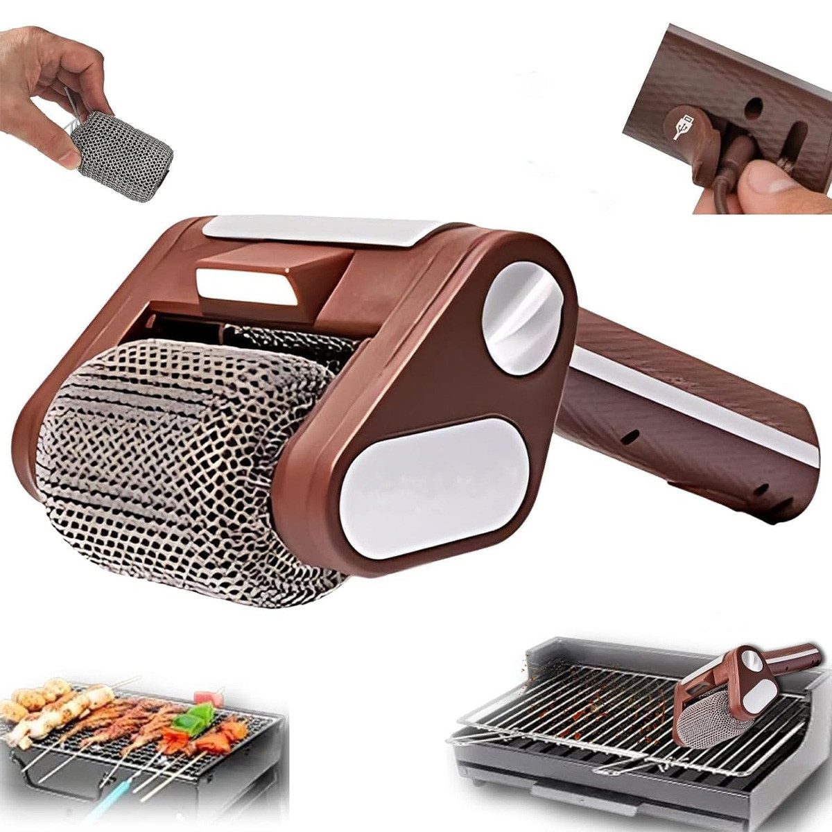 Novzep Grillbürste Elektrischer grillreiniger mit led-licht spülmaschinenfest, (1-tlg)