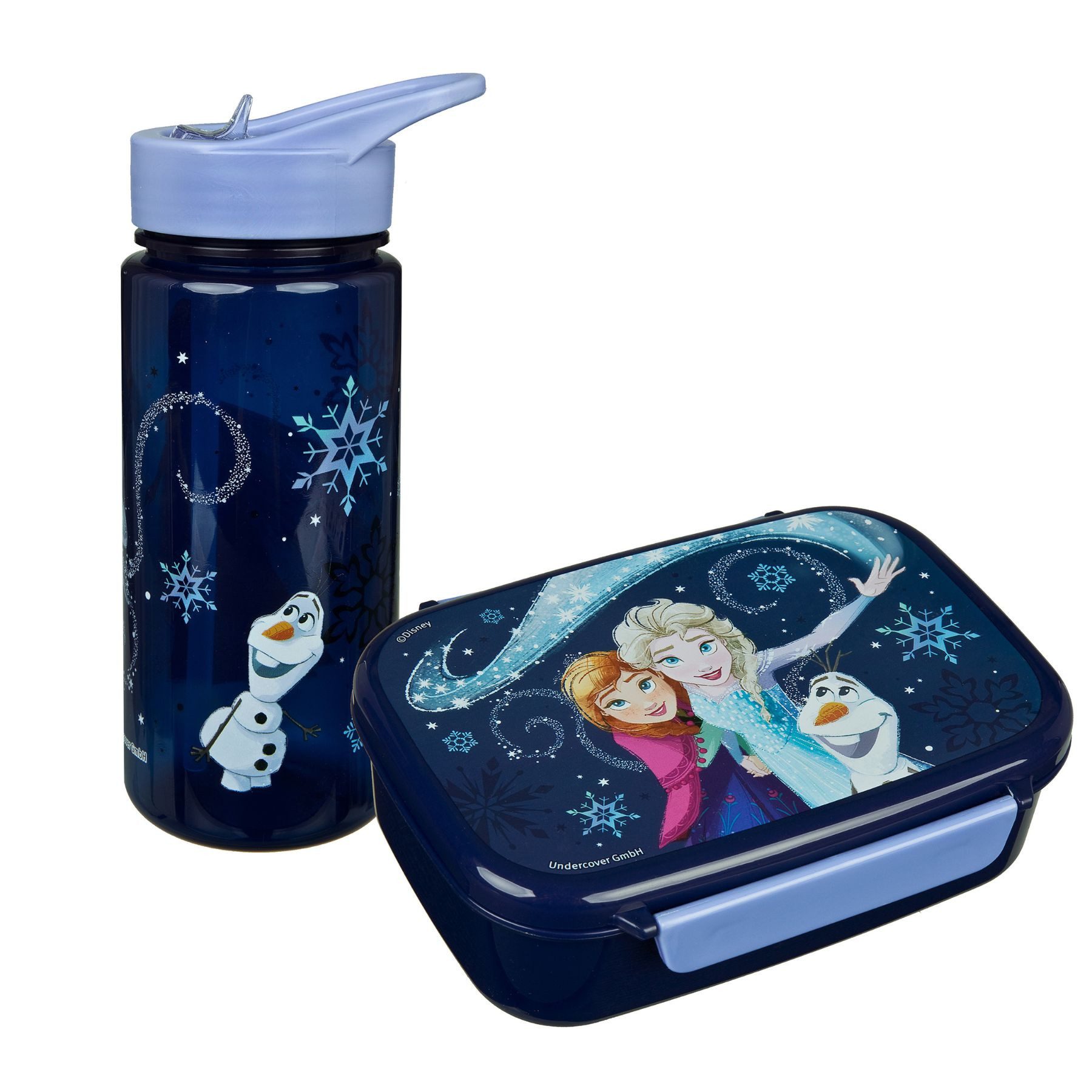 Disney Frozen Lunchbox Lunchset mit Lunchbox und Trinkflasche für Schule Kindergarten, (Spar-Set, 2-tlg)