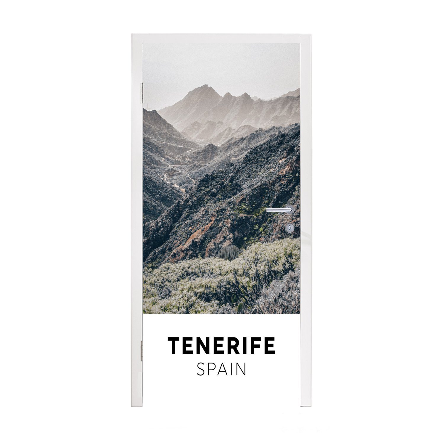 MuchoWow Türtapete Teneriffa - Spanien - Berge, Matt, bedruckt, (1 St), Fototapete für Tür, Türaufkleber, 75x205 cm