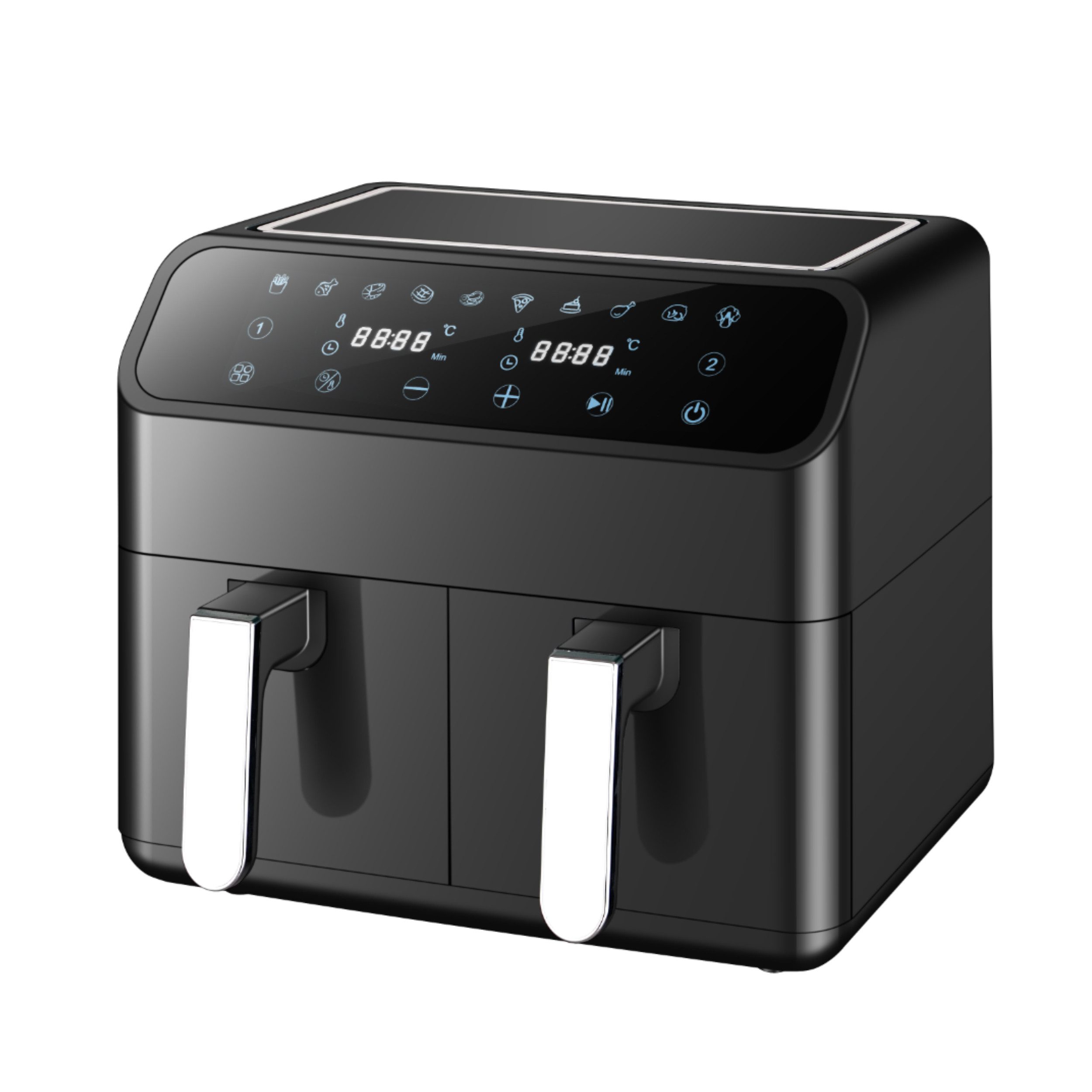 MIUI Heißluftfritteuse 9L Heissluftfritteuse, XXL Airfryer mit Doppelkammer, duale Zonen, 2000,00 W, Knusprig, schnell und fettarm – ideal für die Familienküche