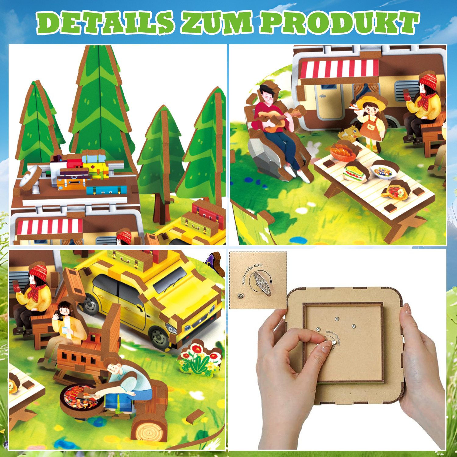 Esun 3D-Puzzle 3D Holz Musikbox und Musik Holzpuzzle Modellbausatz für Erwachsene, 99 Puzzleteile, DIY Modellbau, Basteln, Wohnkultur, Geschenk