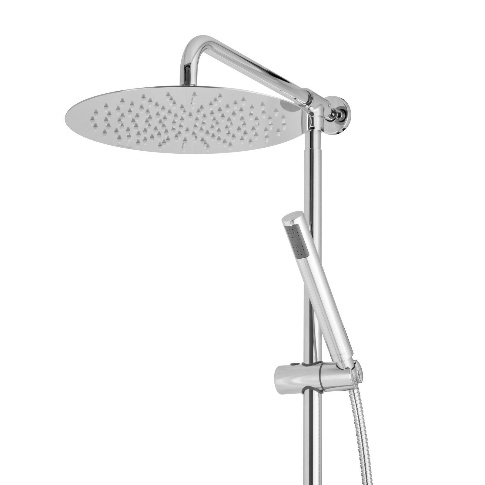 PaulGurkes Duscharmatur (Set, Duschgarnitur mit Kopf- und Handbrause) Edelstahl-Regendusche Ø 30 cm, ECO 10 l/min, Antikalkdüsen