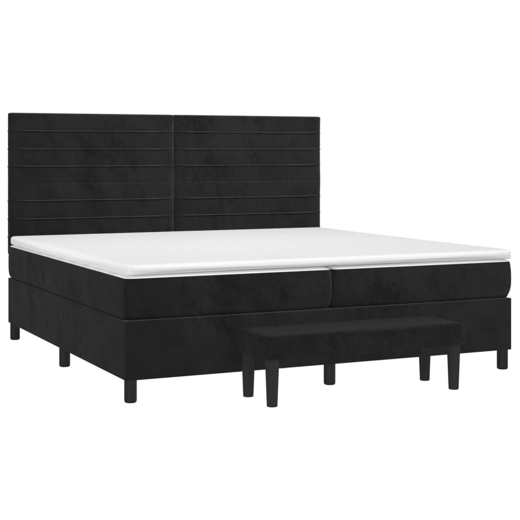 Bett Boxspringbett mit Matratze Schwarz 200x200 cm Samt