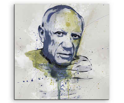 Sinus Art Leinwandbild Pablo Picasso Splash 60x60cm Kunstbild als Aquarell auf Leinwand
