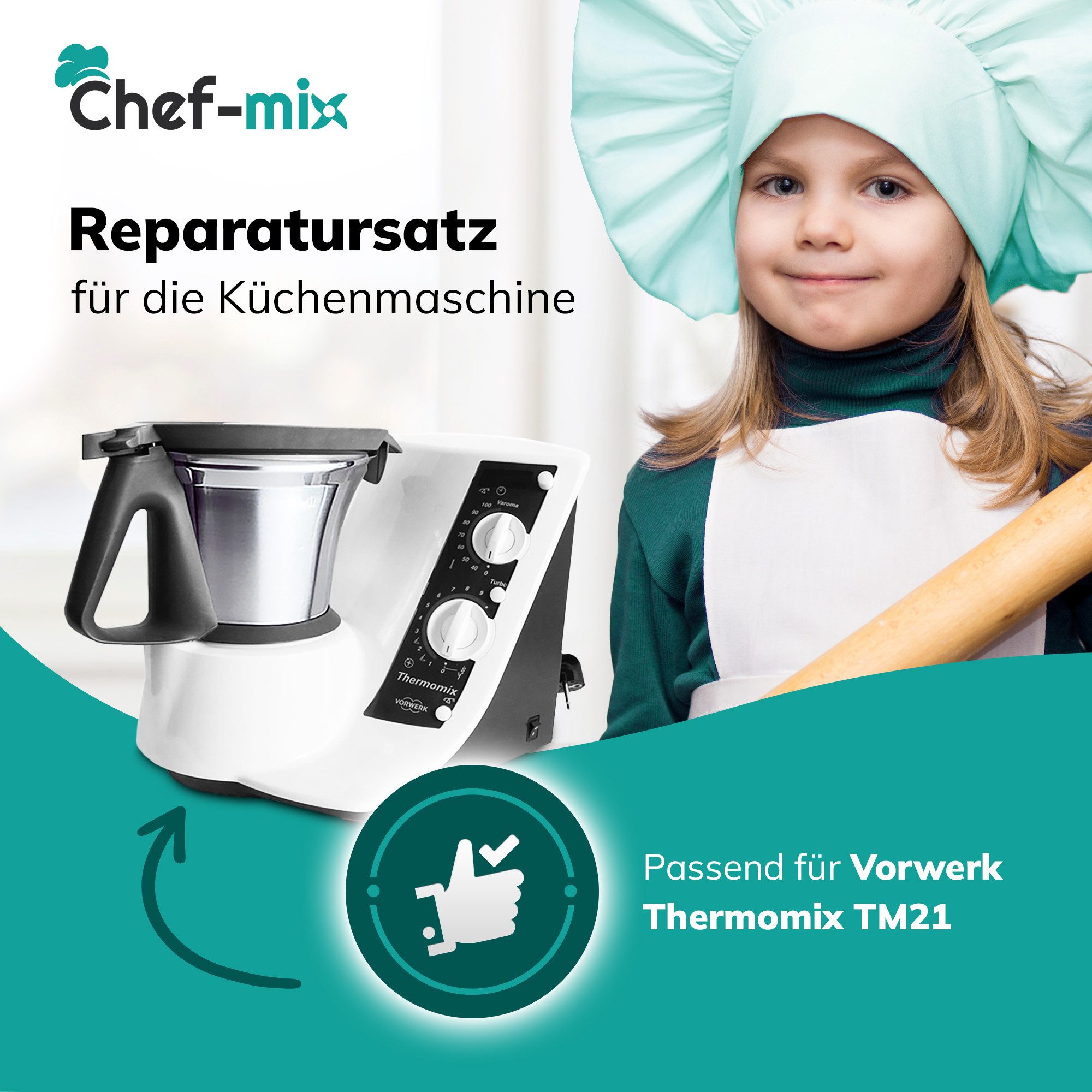 Chef-Mix Küchenmaschinen Zubehör-Set Lagersatz Ersatz für Vorwerk Zahnrad Ritzel Kugellager, Zubehör für Küchenmaschine, Thermomix TM21