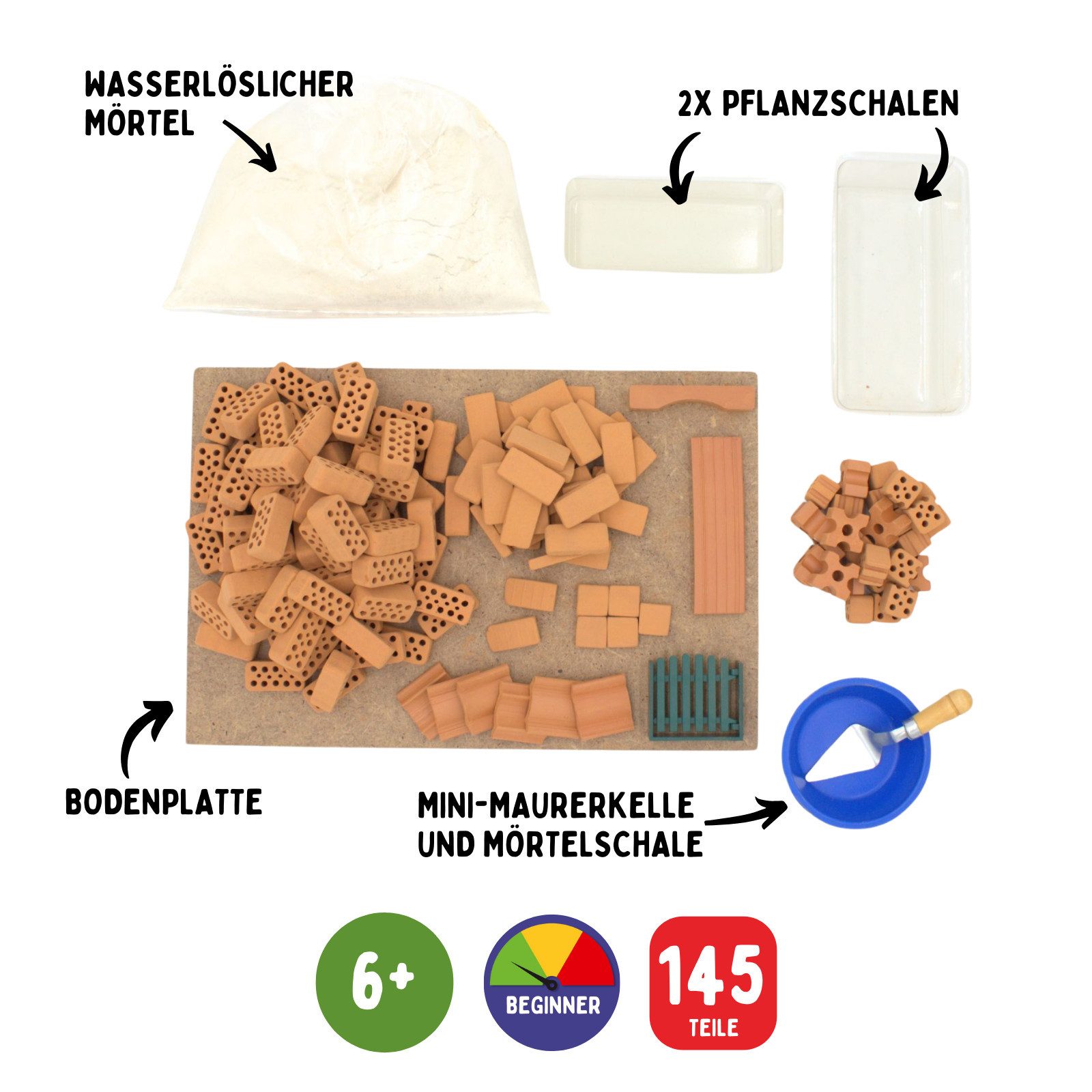 teifoc Garten Steinbaukasten, (Bausatz, 145 St., Bastelset), perfekt für Sukkulenten, Made in Germany
