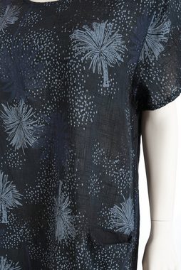 PEKIVESSA Sommerkleid Freizeitkleid Damen knielang kurzarm (Einzelartikel, 1-tlg) mit Palmenmuster