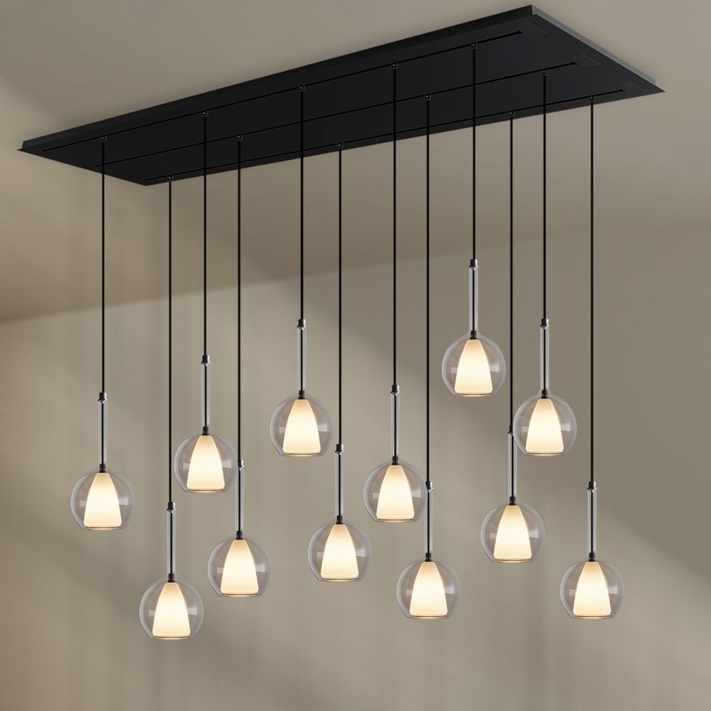 s.luce Pendelleuchte Belluna Esstischleuchte 12-fl. 200cm 3-reihig Klar