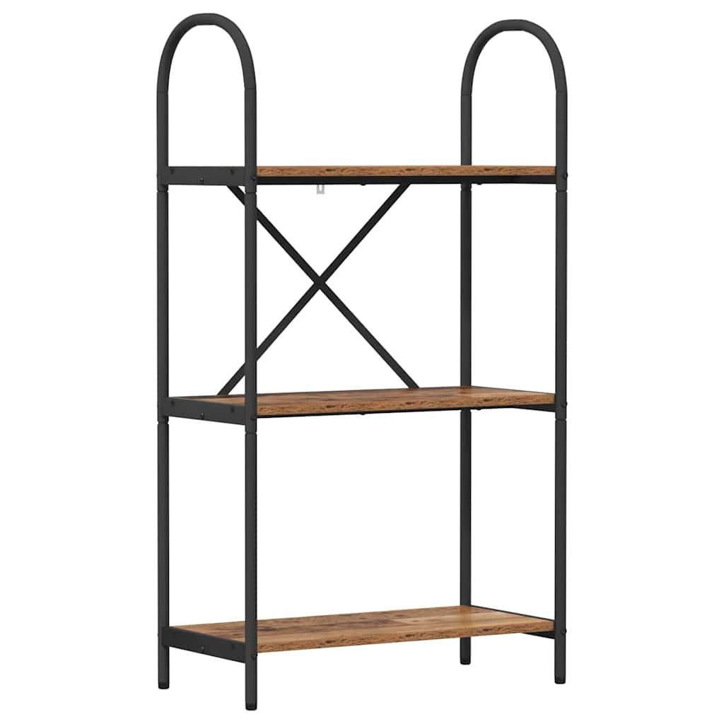 furnicato Bücherregal 60 x 30 x 109 cm Altholz, Stabiles Standregal mit 3 Ebenen und schwarzem Rahmen für das Büro