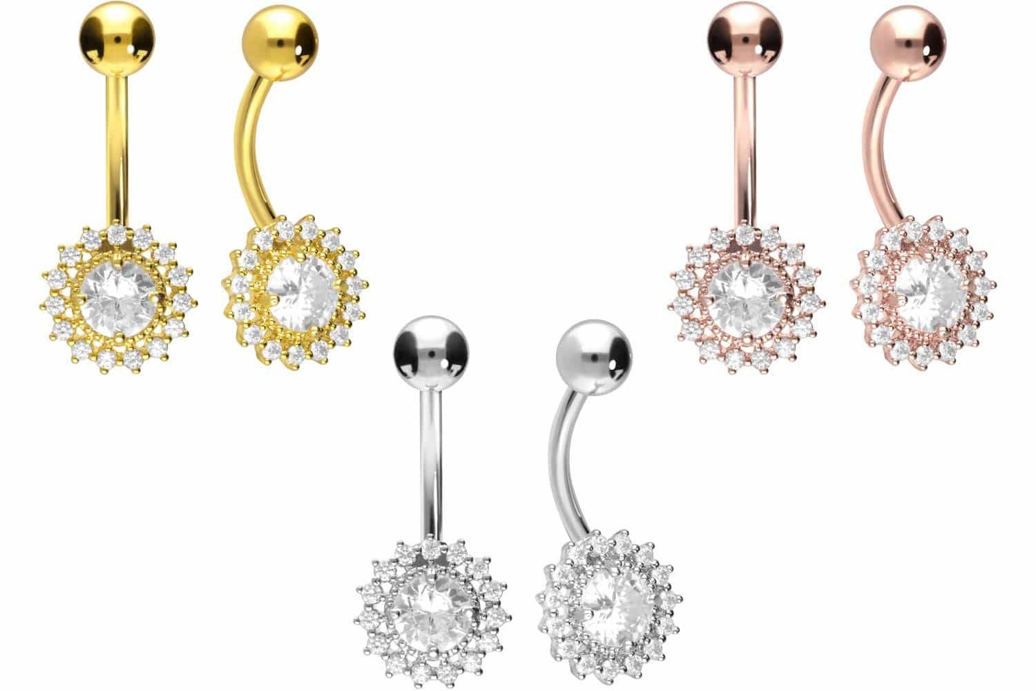 PIERCINGLINE Bauchnabelpiercing Chirurgenstahl Bananabell KRISTALLBLUME (Ba günstig online kaufen