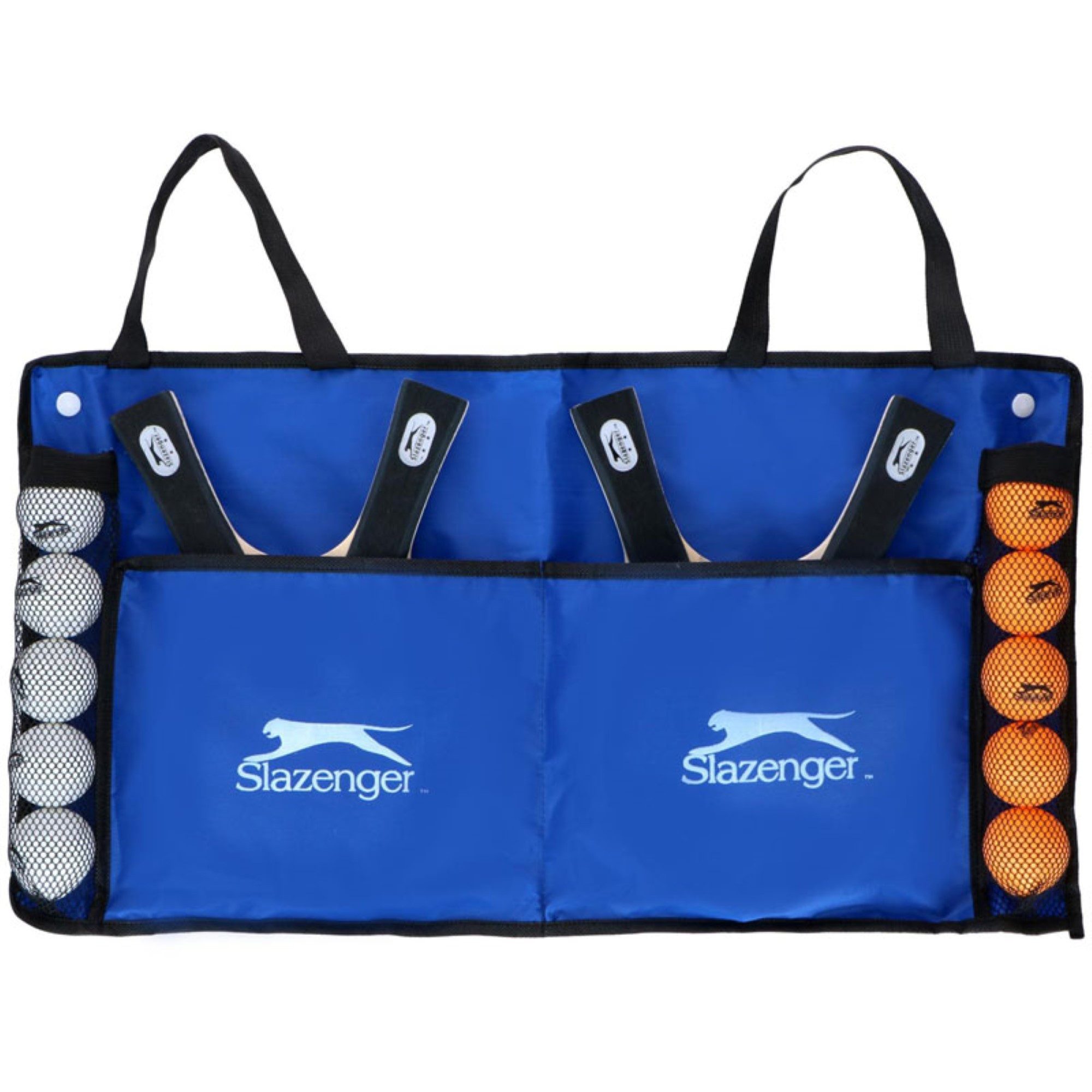 Slazenger Tischtennisschläger 15 Tlg. mit 10 Bällen, 4 ergonomische Schläger und eine Tragetasche (15-tlg)
