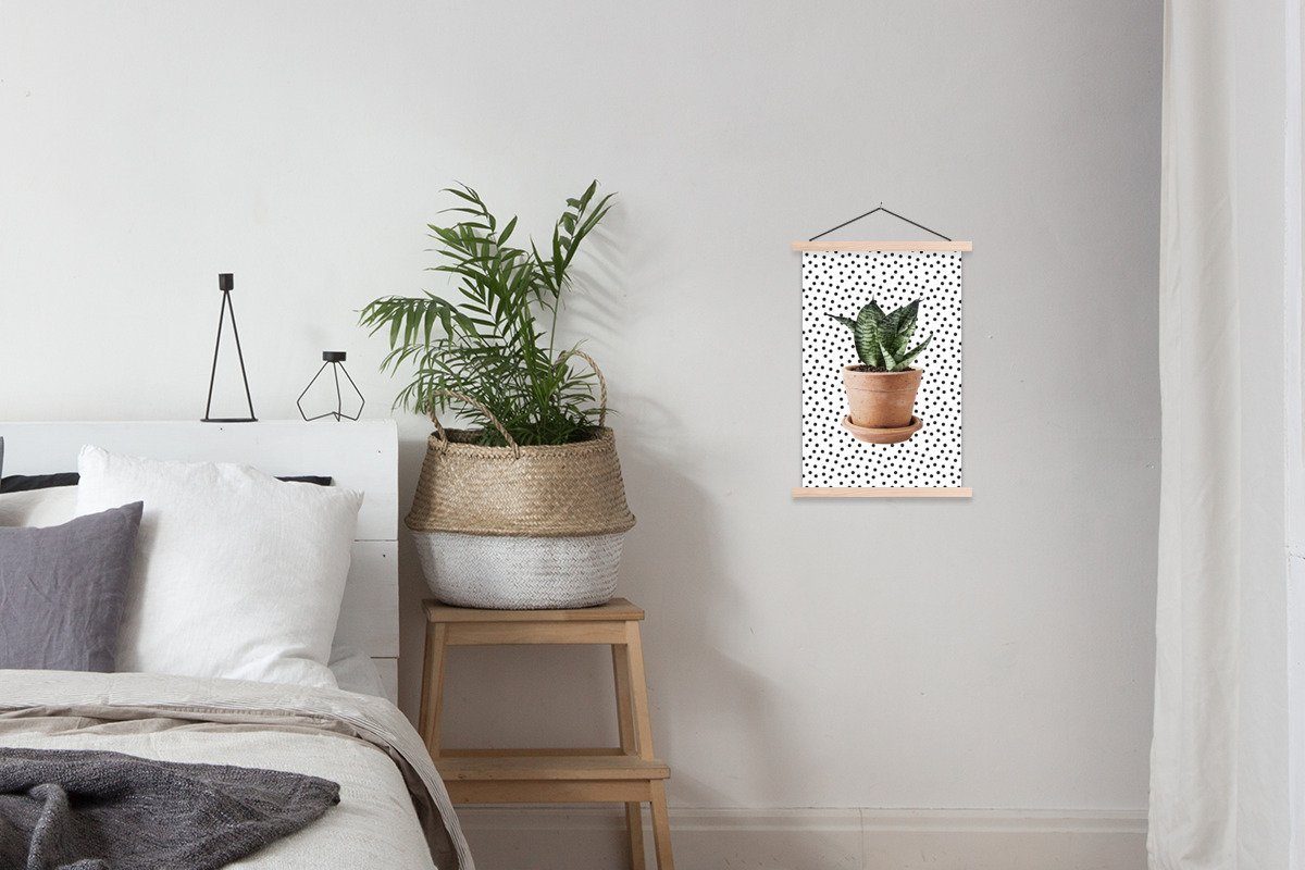 Bilderleiste, Poster - (1 Dots, Blumentopf St), Zimmerpflanze - Wohnzimmer, MuchoWow Magnetisch Posterleiste, für Textilposter