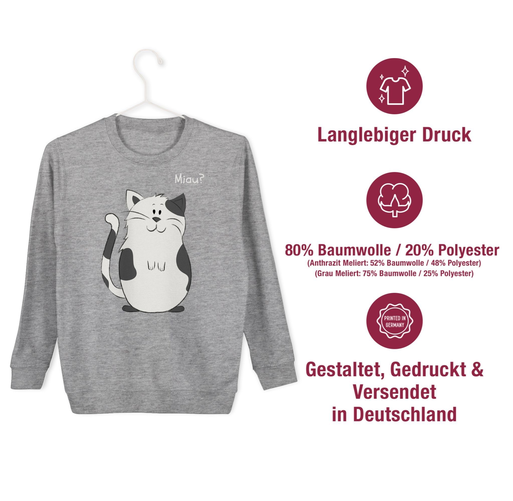 meliert Grau Sweatshirt Tiermotiv Katze 2 Shirtracer Animal Print lustige