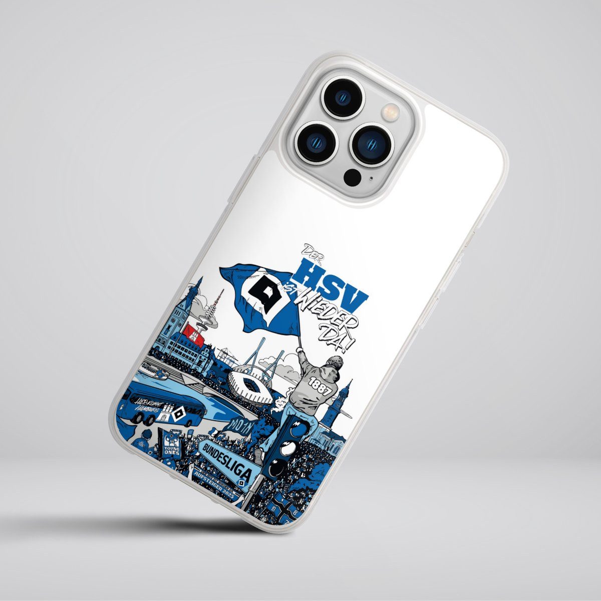 DeinDesign Handyhülle Hamburger SV Offizielles Lizenzprodukt Aufstieg, Apple iPhone 13 Pro Silikon Hülle Bumper Case Handy Schutzhülle