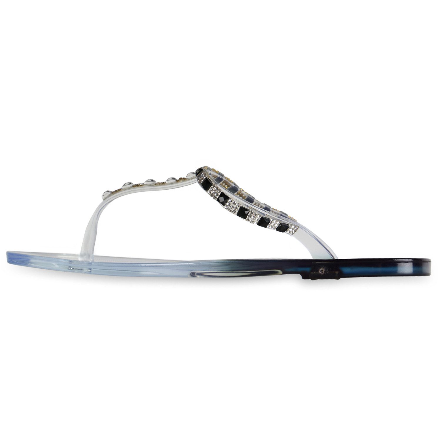 VAN HILL 837648 Zehentrenner Damen Sandalen Zehentrenner + Kulturtasche Flache Strass
