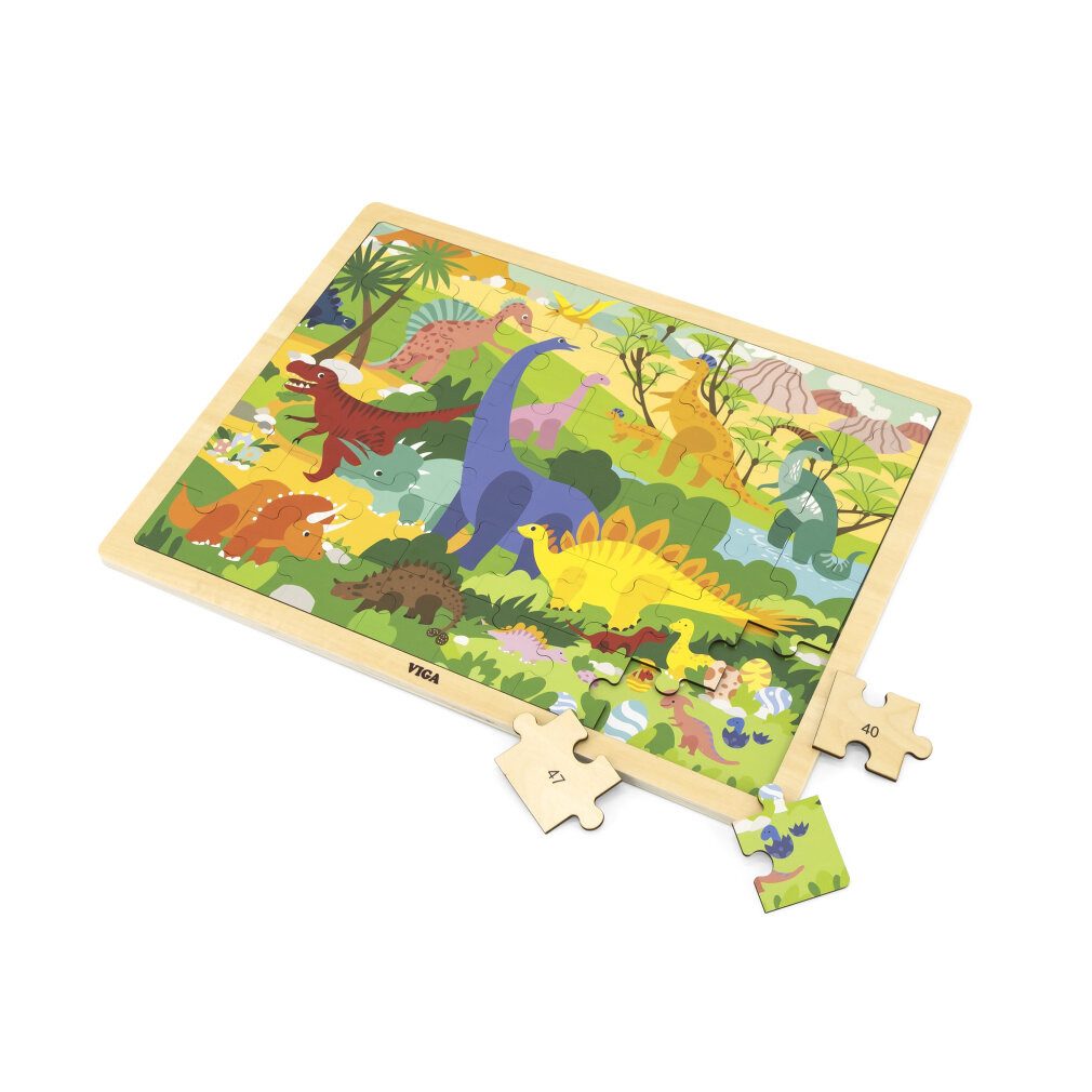 Viga® Holzspielzeug Puzzle Viga 44584 Puzzlespiel mit 48 Elementen - Spielkarten, Puzzleteile