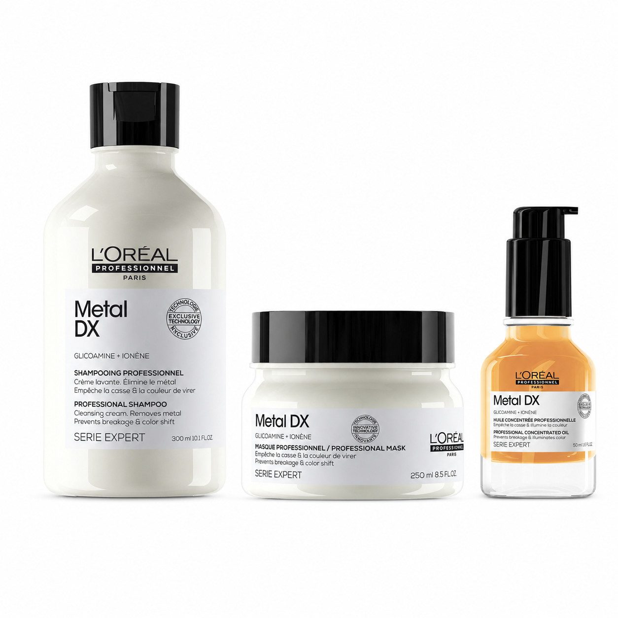 L'ORÉAL PROFESSIONNEL PARIS Haarpflege-Set L'Oréal Metal DX Shampoo Maske Oil Set 600 ml, reichhaltig