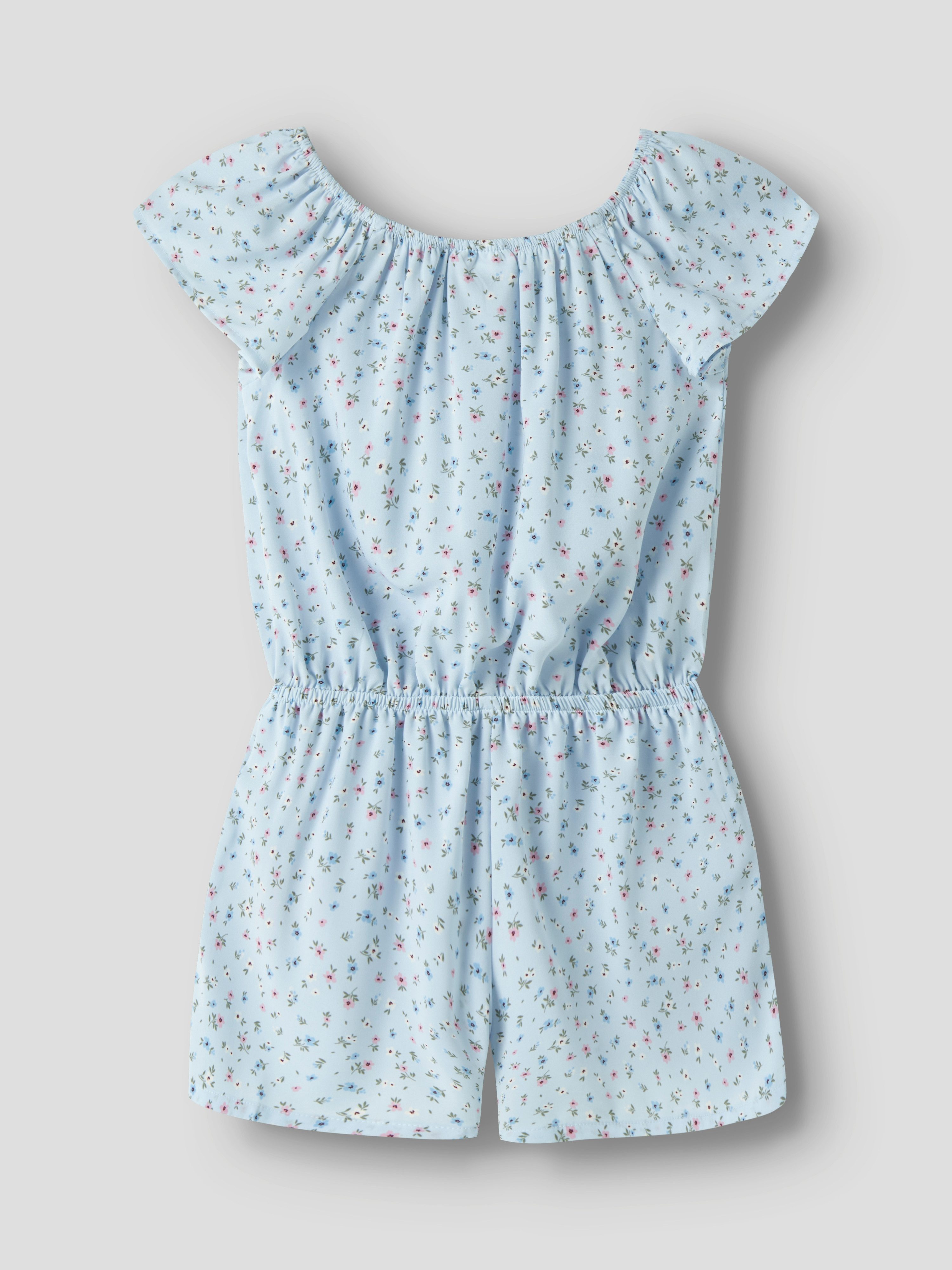 Name It Kurzoverall NKFVINAYA PLAYSUIT FFF Kunstfaser, elastischer Bund, Allover-Druck – Bild 2 von 3