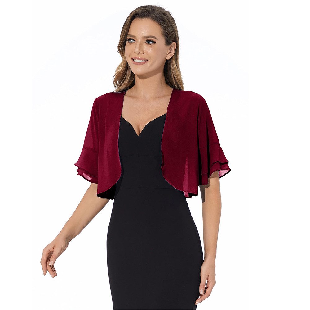 Zaewry Bolero Damen-Chiffon-Schal,Leicht Luftig, transparente Stola Halbarm Chiffon Coverup,für Abendkleider, Hochzeiten & festliche Anlässe