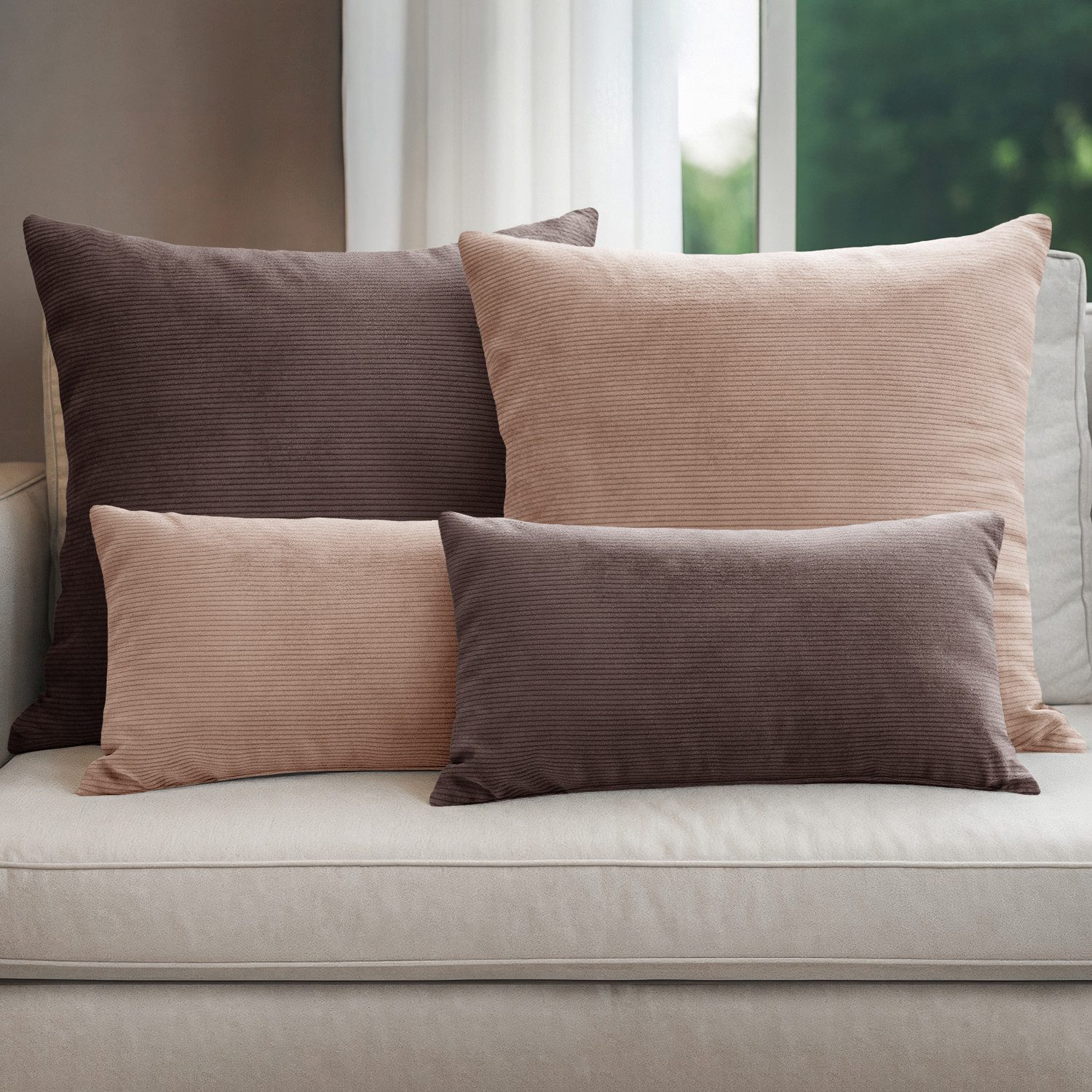 Selfitex Dekokissen 4er Set Cord Kissen inkl. Füllkissen, 2x 50x50 & 2x 30x günstig online kaufen