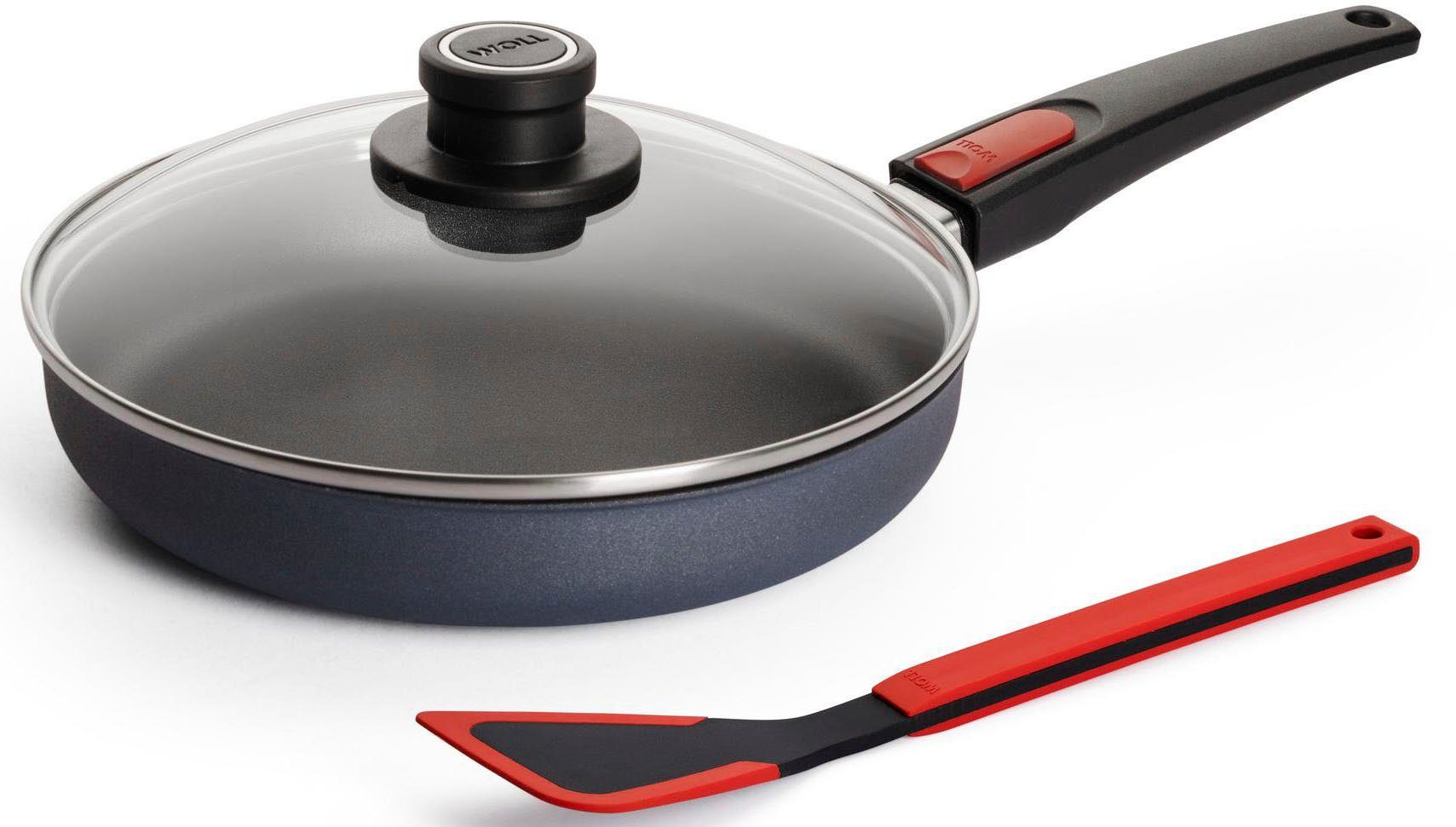 WOLL MADE IN GERMANY Bratpfanne Diamond Lite, Aluminium (Set, 3-tlg), Induktion, inkl. Сковородыwender, abnehmbarer Stiel, Made in Germany